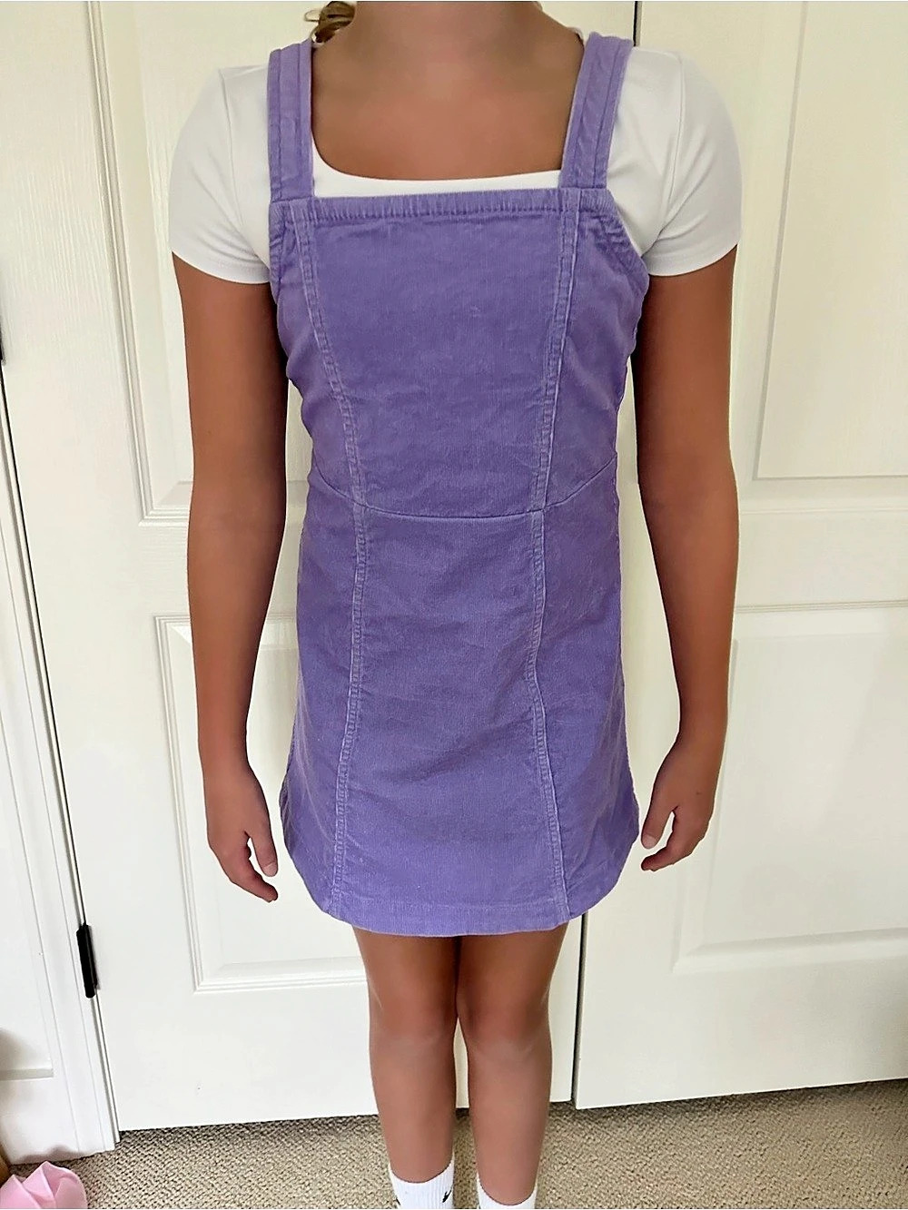 JCrew Factory Crewcuts Corduroy Mini Dress Lavender Girls Size 8 Like New